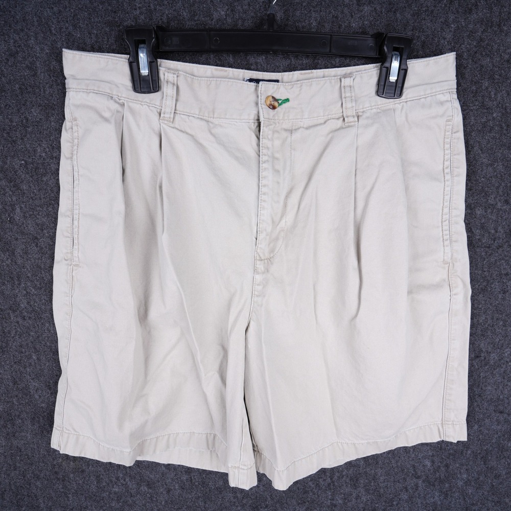 Vintage Tommy Hilfiger Chino Shorts Mens 34 Khaki Excellent Pleated Cotton Twill